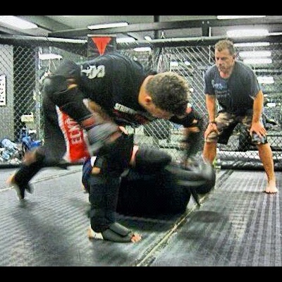 Frank Mir working isolation drills with Coach Blauer